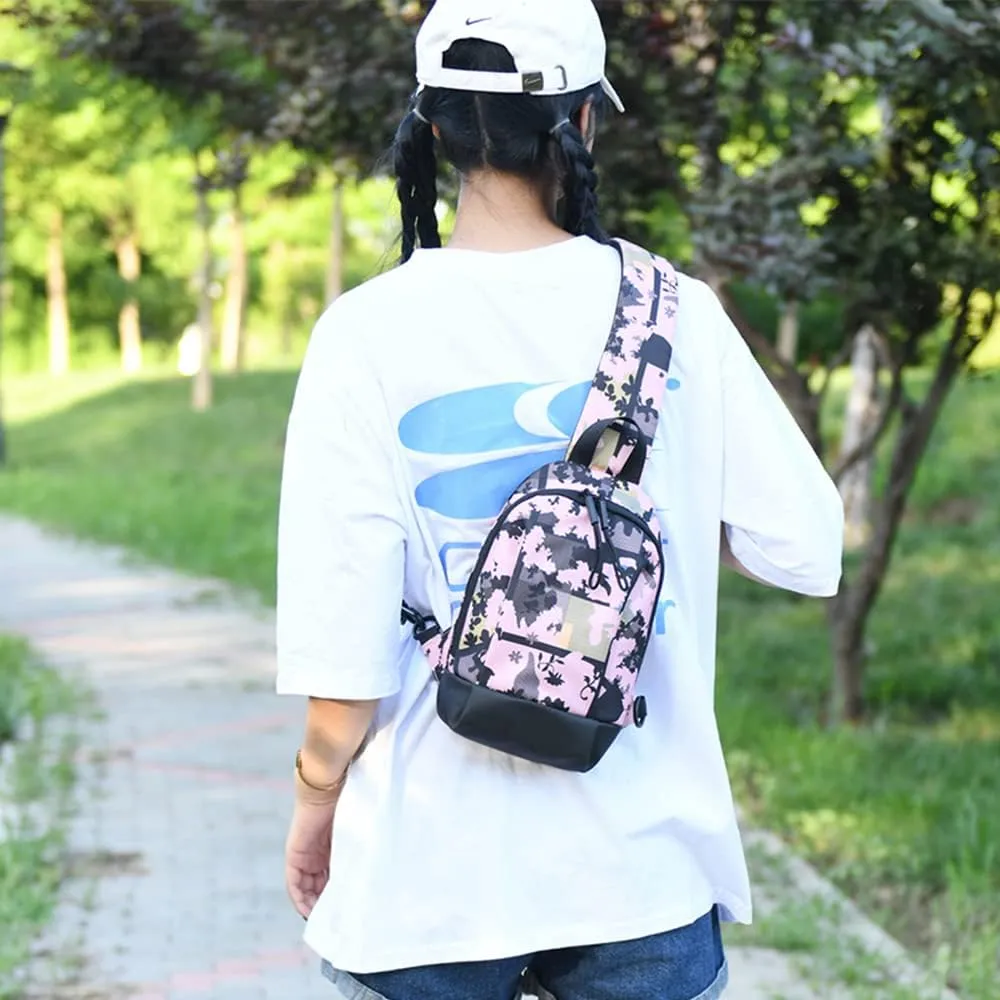FAIME Sling Bag for Women Shoulder Bag with Adjustable Strap Small Crossbody Bag for Men Women Chest Bag for Cycling, Hiking (Pink)
