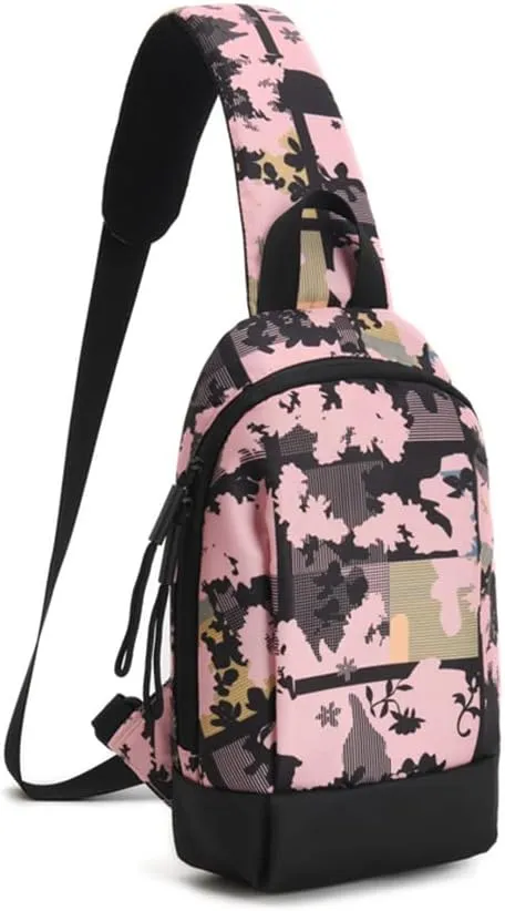 FAIME Sling Bag for Women Shoulder Bag with Adjustable Strap Small Crossbody Bag for Men Women Chest Bag for Cycling, Hiking (Pink)