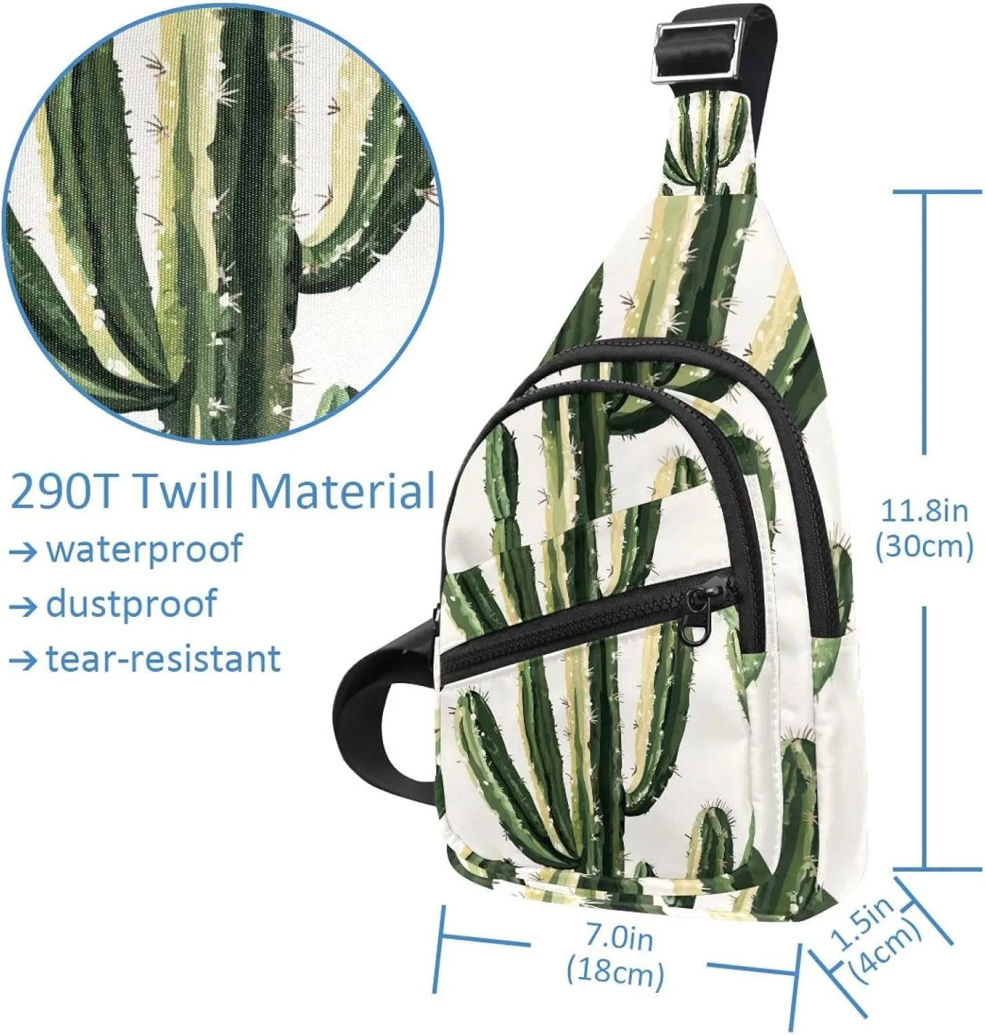 Fanny Pack Cross Body Bag for Outdoors Hiking Traveling, Tropical Cactus Plants (3)