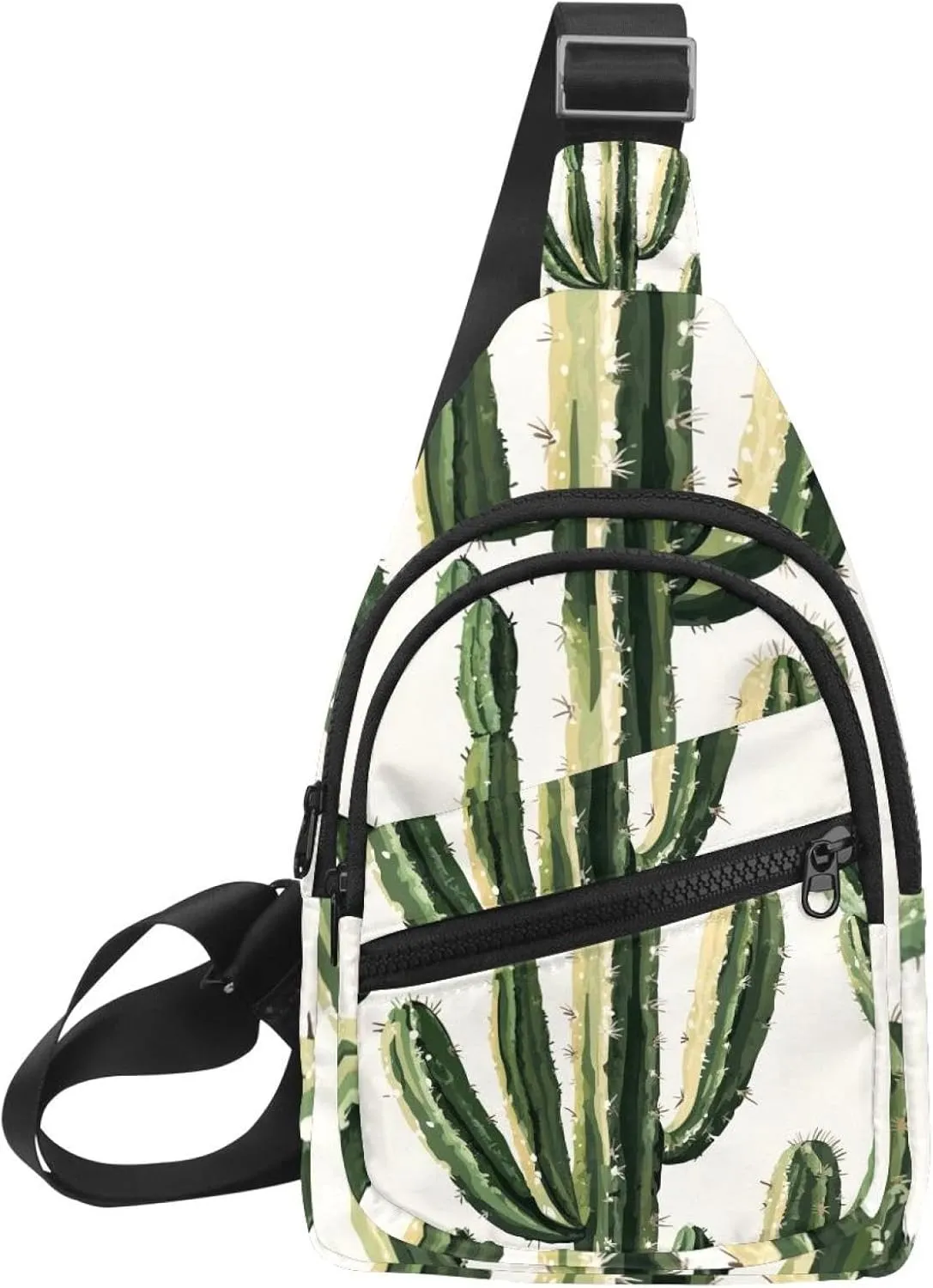 Fanny Pack Cross Body Bag for Outdoors Hiking Traveling, Tropical Cactus Plants (3)