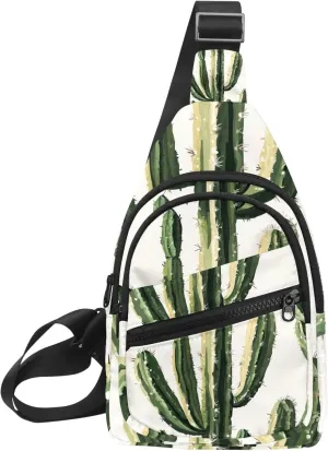 Fanny Pack Cross Body Bag for Outdoors Hiking Traveling, Tropical Cactus Plants (3)