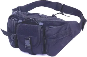 Fanny Pack Tactical Waist Pack Military Fanny Packs MOLLE Army Waist Bag Utility Hip Belt EDC Pack Bag Adjustable for Outdoors Traveling Camping Hunting Running Cycling Fishing Dog Walking (Black)