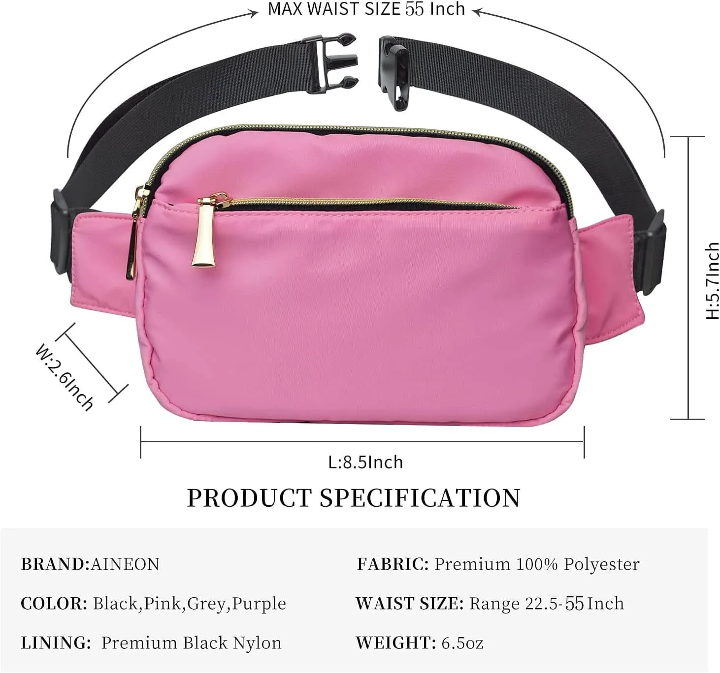 Fanny Packs for Women Men Fashion Plus Size Waist Pack Belt Bag Fanny Pack for Girls Boys with 5 Pockets Adjustable Belt, Cute Bum Bag Hip Bags for Travel Disney Running