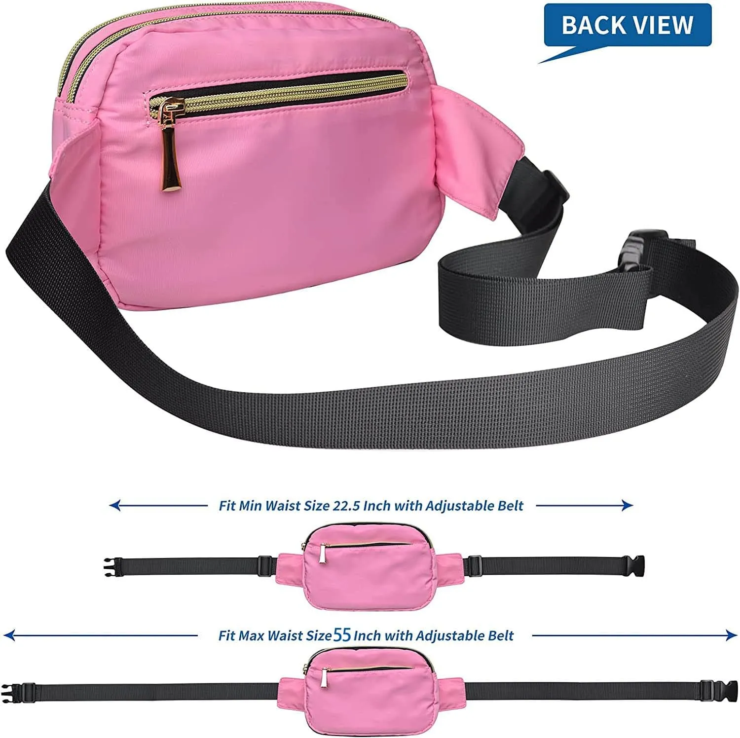 Fanny Packs for Women Men Fashion Plus Size Waist Pack Belt Bag Fanny Pack for Girls Boys with 5 Pockets Adjustable Belt, Cute Bum Bag Hip Bags for Travel Disney Running