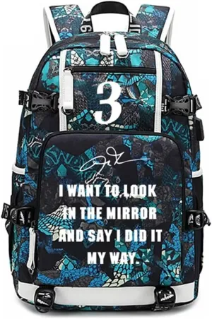 FANwenfeng Basketball Player Iverson Luminous Backpack Travel Daypack Fans Bag (Style 10)