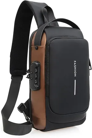 Fashion New Carbon Fiber Streamline Anti-Theft Sling Bag,Crossbody Shoulder Bag with USB Charging Port,For Sports Travel