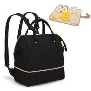 Fasrom Small Breast Pump Bag Backpack with Cooler Compatible with Momcozy and Medela Pumps, Pumping Tote with Waterproof Mat, Black