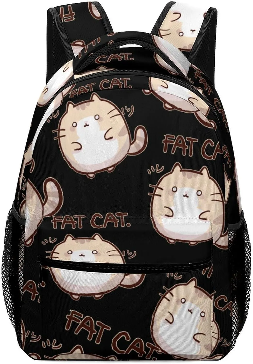 Fat Cat Cute Backpack Casual Funny Printing Basic Shoulder Bag for Men Women Travel Picnic