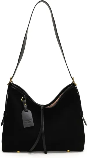 Faux Suede Tote Bag, Women's Slouchy Crossbody Shoulder Hobo Bag