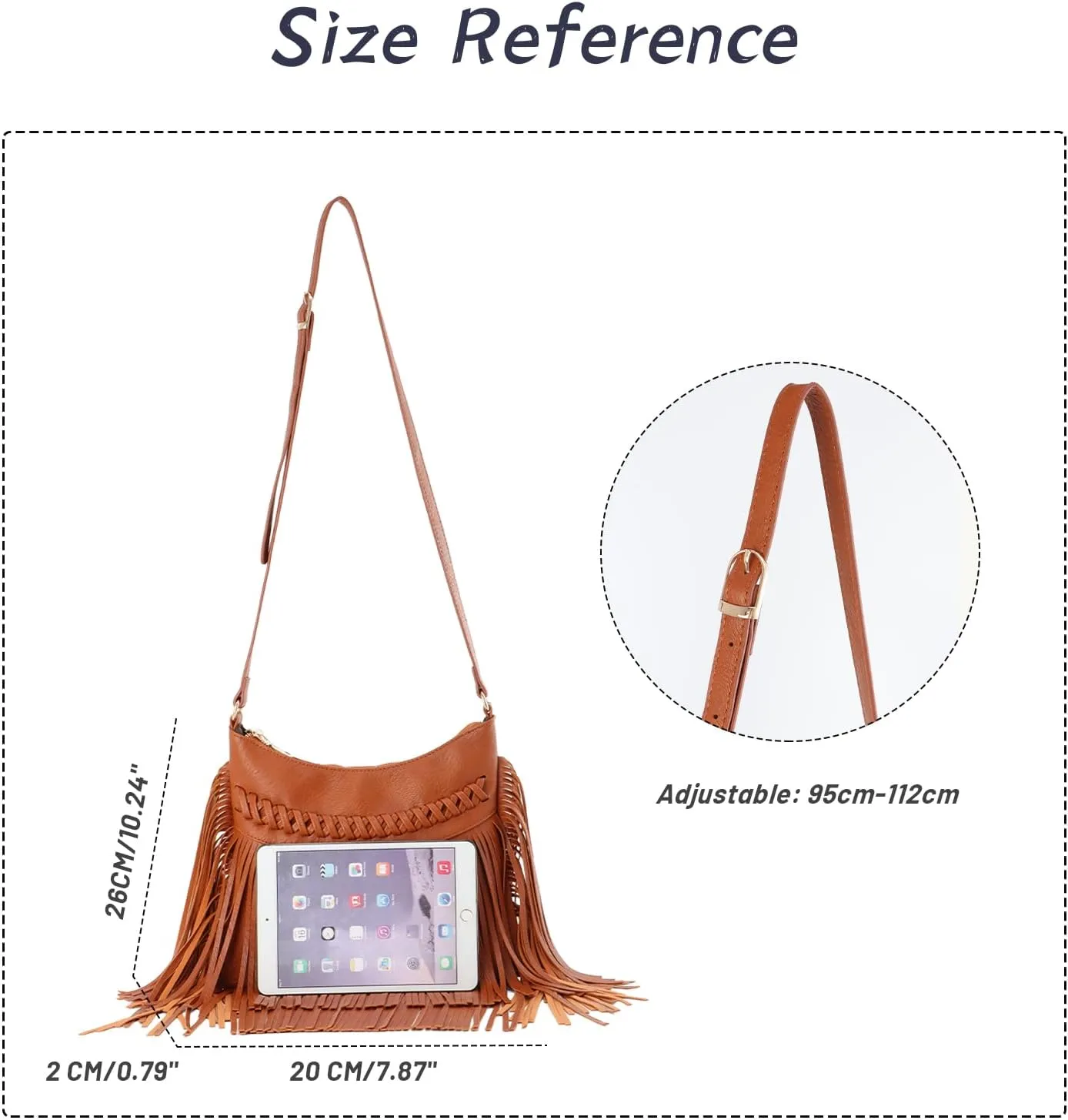 Fecialy Vintage Fringe hobo bags for Women PU Leather Tassel Crossbody Shoulder Bag Western Fringe Purse
