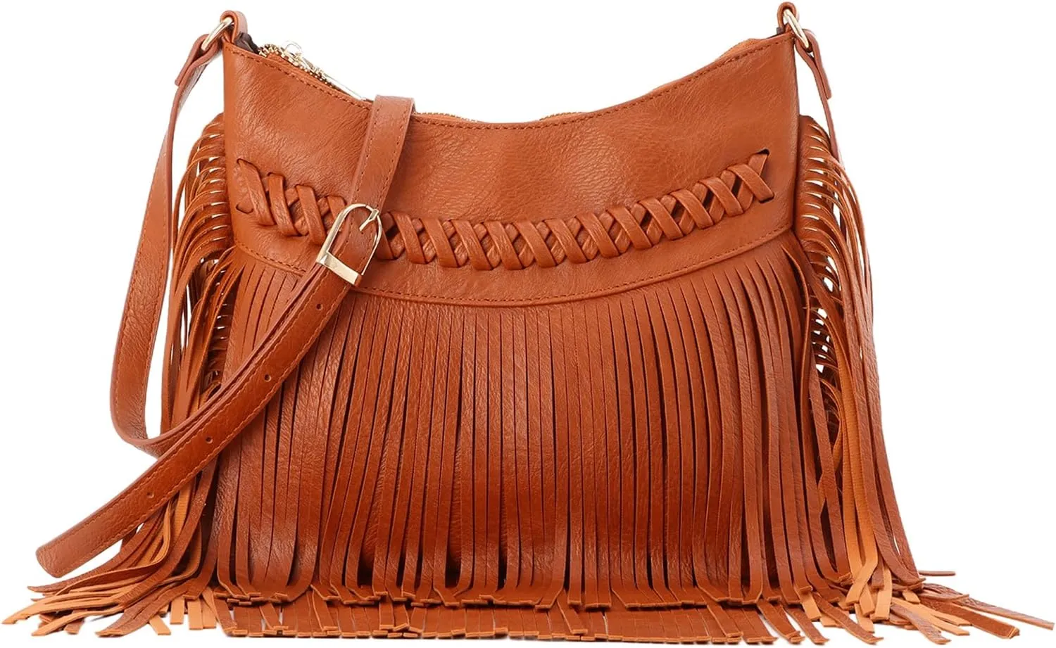 Fecialy Vintage Fringe hobo bags for Women PU Leather Tassel Crossbody Shoulder Bag Western Fringe Purse
