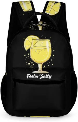 Feelin' Salty Margarita 16 Inch Backpack with Side Pockets Cute Shoulder Bag Dackpack for Travel Hiking Camping