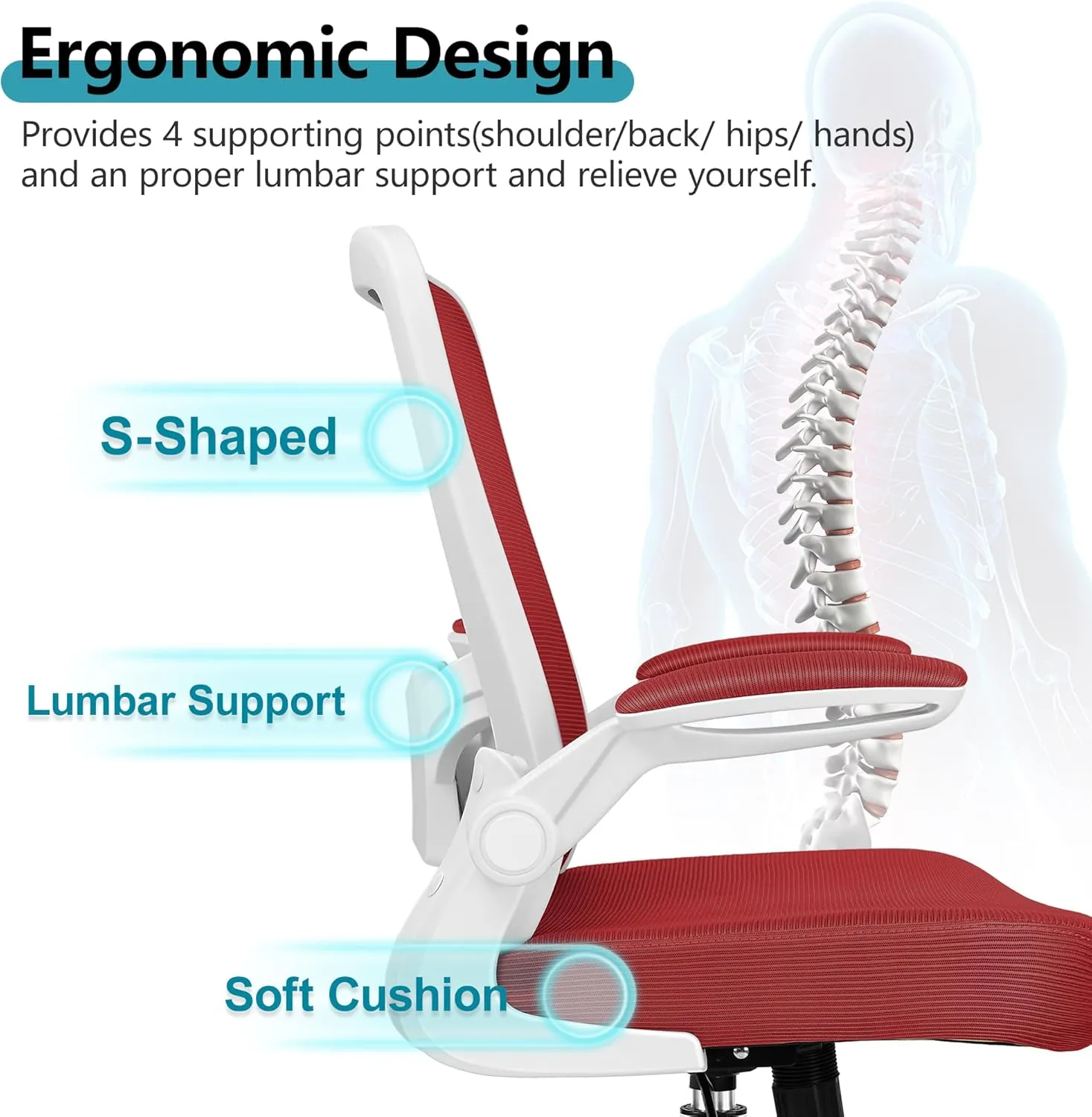 FelixKing Office Chair, Ergonomic Desk Chair Breathable Mesh Chair with Adjustable High Back Lumbar Support Flip-up Armrests, Executive Rolling Swivel Comfy Task Computer Chair for Home Office