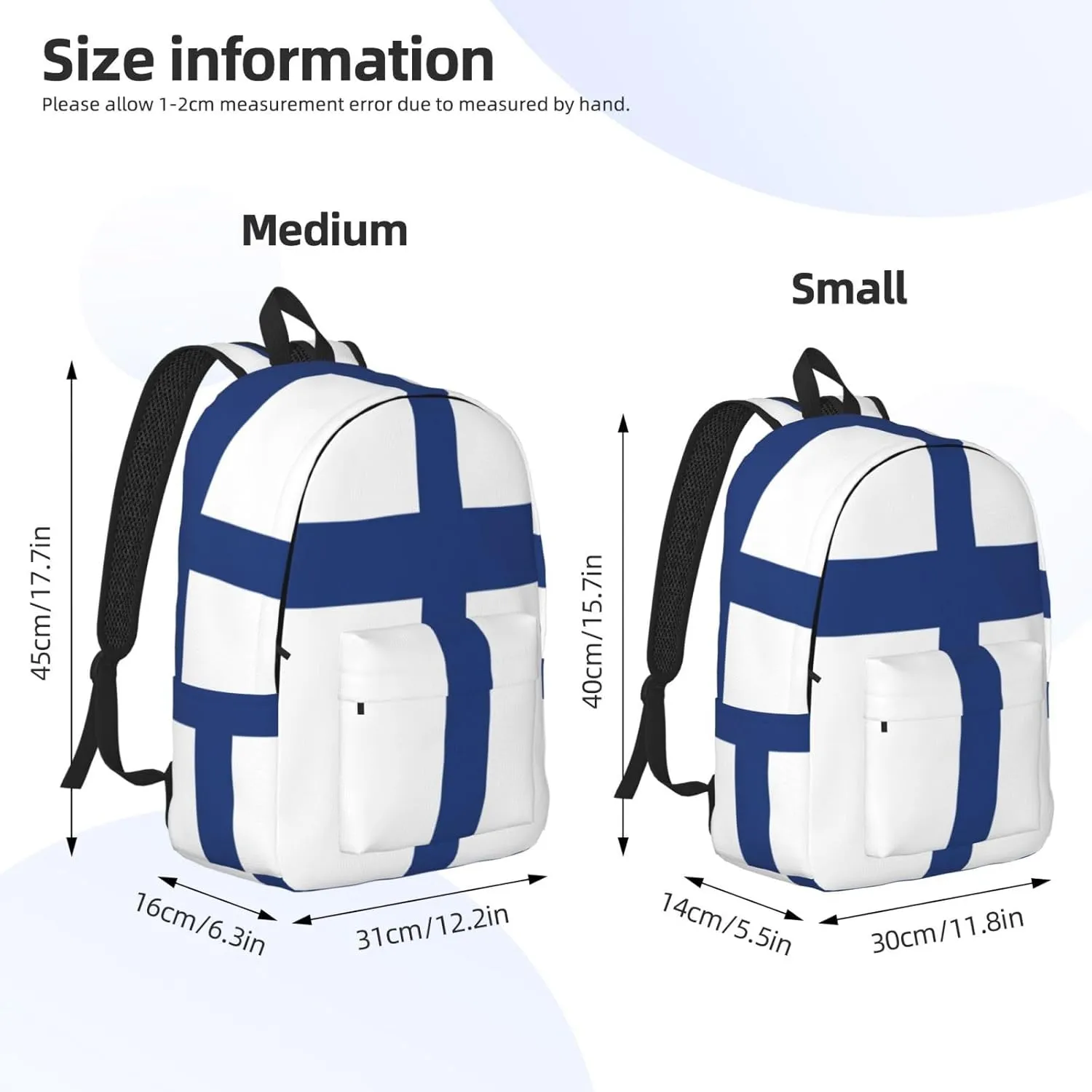 Finnish flag print Laptop Backpack for Travel Computer,Casual Daypack Bookbag for College Work for Women Men