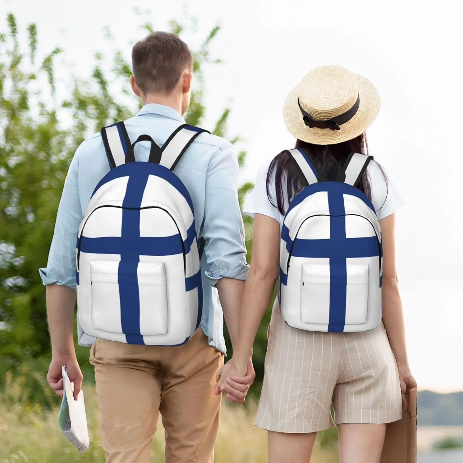 Finnish flag print Laptop Backpack for Travel Computer,Casual Daypack Bookbag for College Work for Women Men