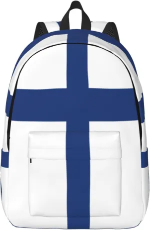 Finnish flag print Laptop Backpack for Travel Computer,Casual Daypack Bookbag for College Work for Women Men