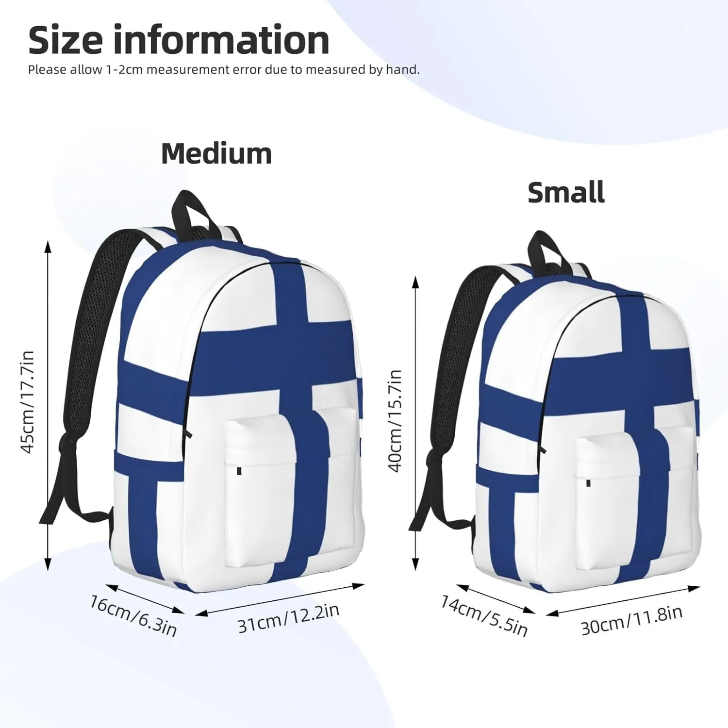 Finnish flag print Laptop Backpack for Women Men,Bookbag Casual Daypackfor College Work for Travel Computer