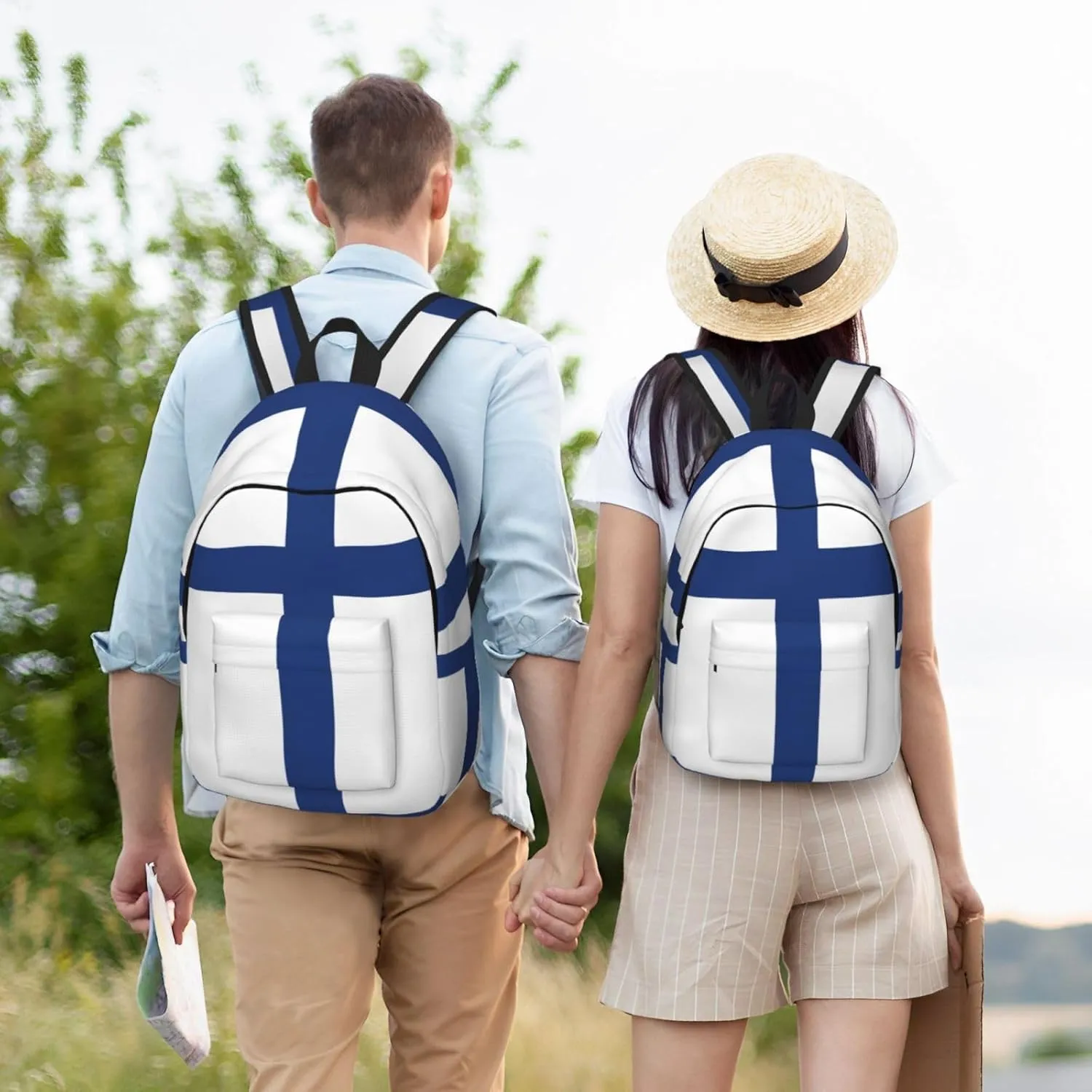 Finnish flag print Laptop Backpack for Women Men,Bookbag Casual Daypackfor College Work for Travel Computer