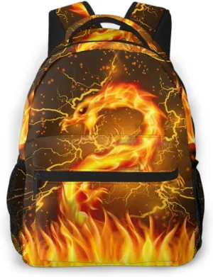 Fire Dragon Backpack for Boys Girls Kids Cool Lighting Bookbags for 2nd 3rd 4th 5th 6th Grade Animal Backpacks Back to School Gifts