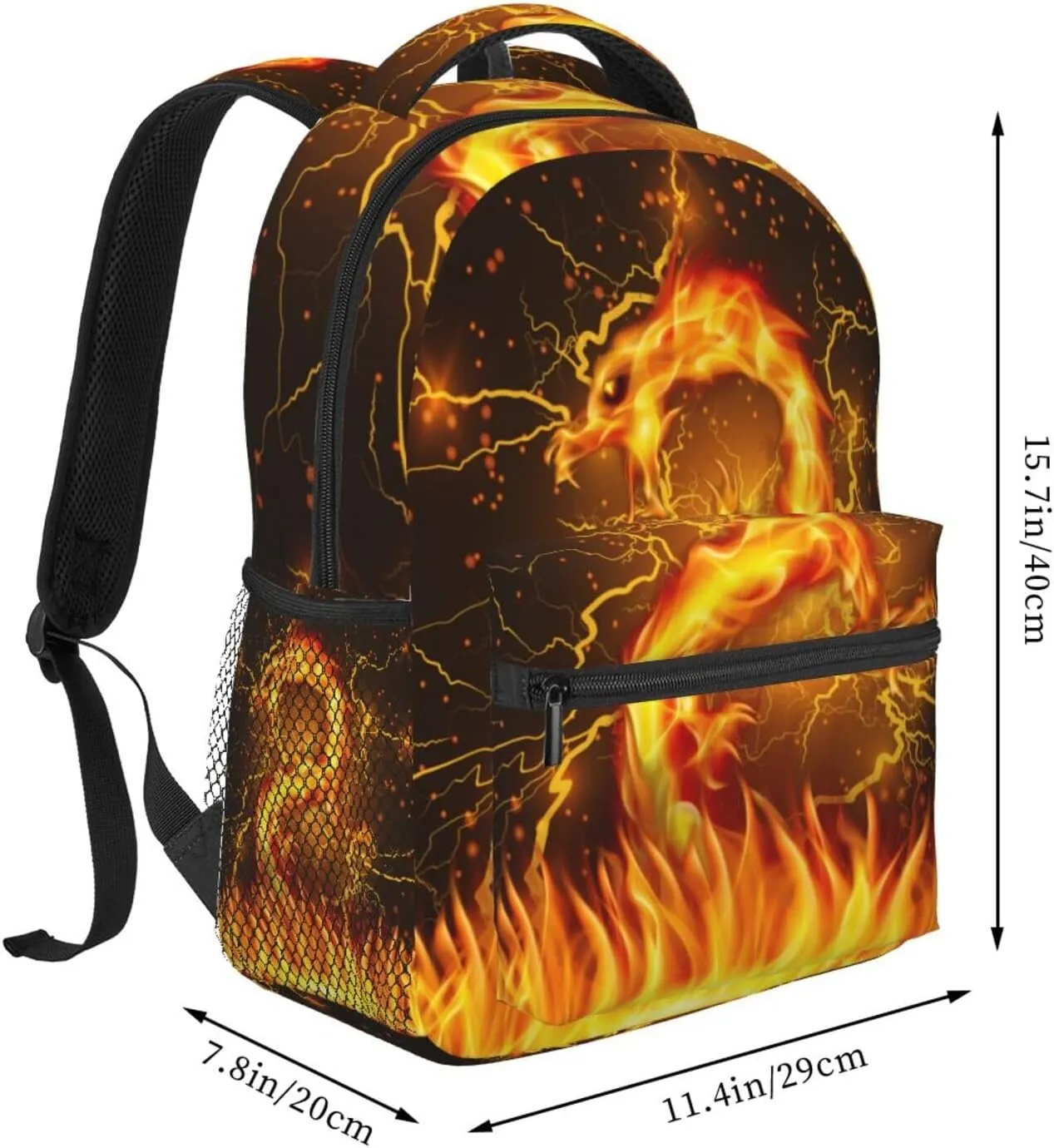 Fire Dragon Backpack for Boys Girls Kids Cool Lighting Bookbags for 2nd 3rd 4th 5th 6th Grade Animal Backpacks Back to School Gifts