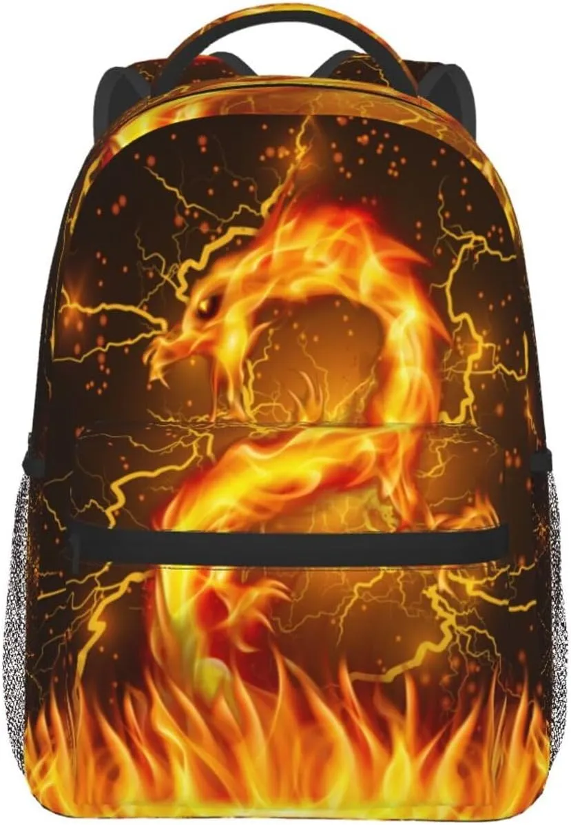 Fire Dragon Backpack for Boys Girls Kids Cool Lighting Bookbags for 2nd 3rd 4th 5th 6th Grade Animal Backpacks Back to School Gifts