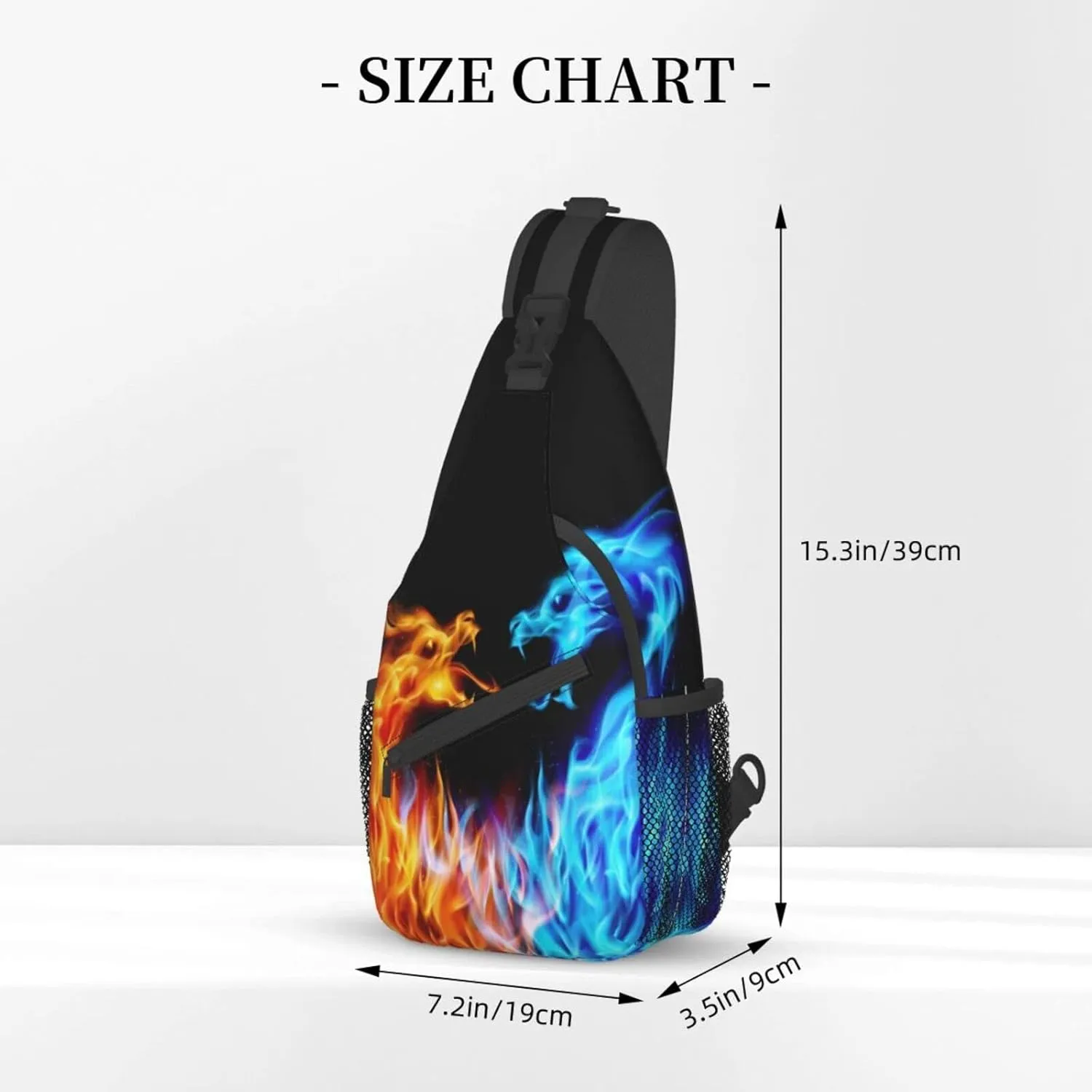 Fire Water Dragon Sling Bag Crossbody Travel Hiking Backpack Daypack for Women Men Unisex，Shoulder Chest Bags Cycling Gym One Size
