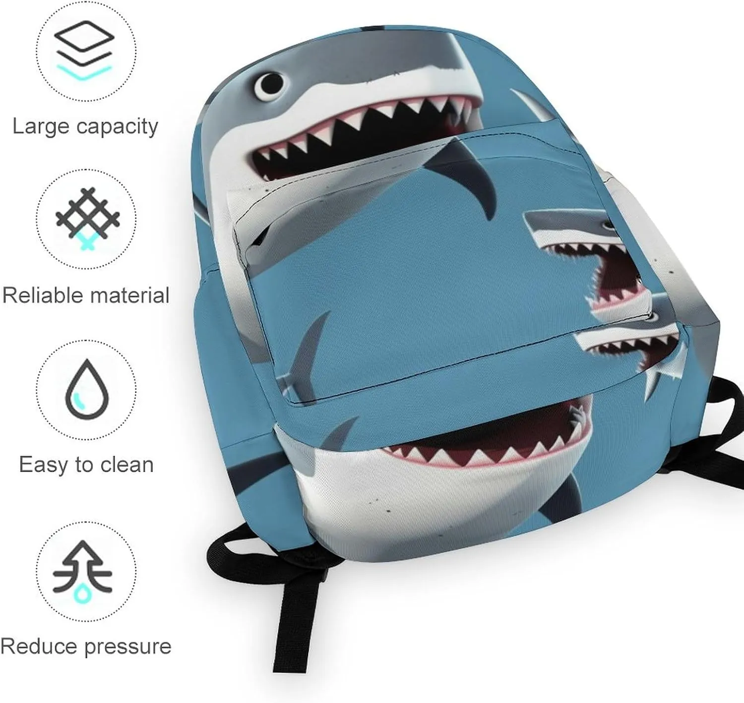 Fish Print Laptop Backpacks Casual Shoulder Bag Travel Daypack Fashion for Men Women