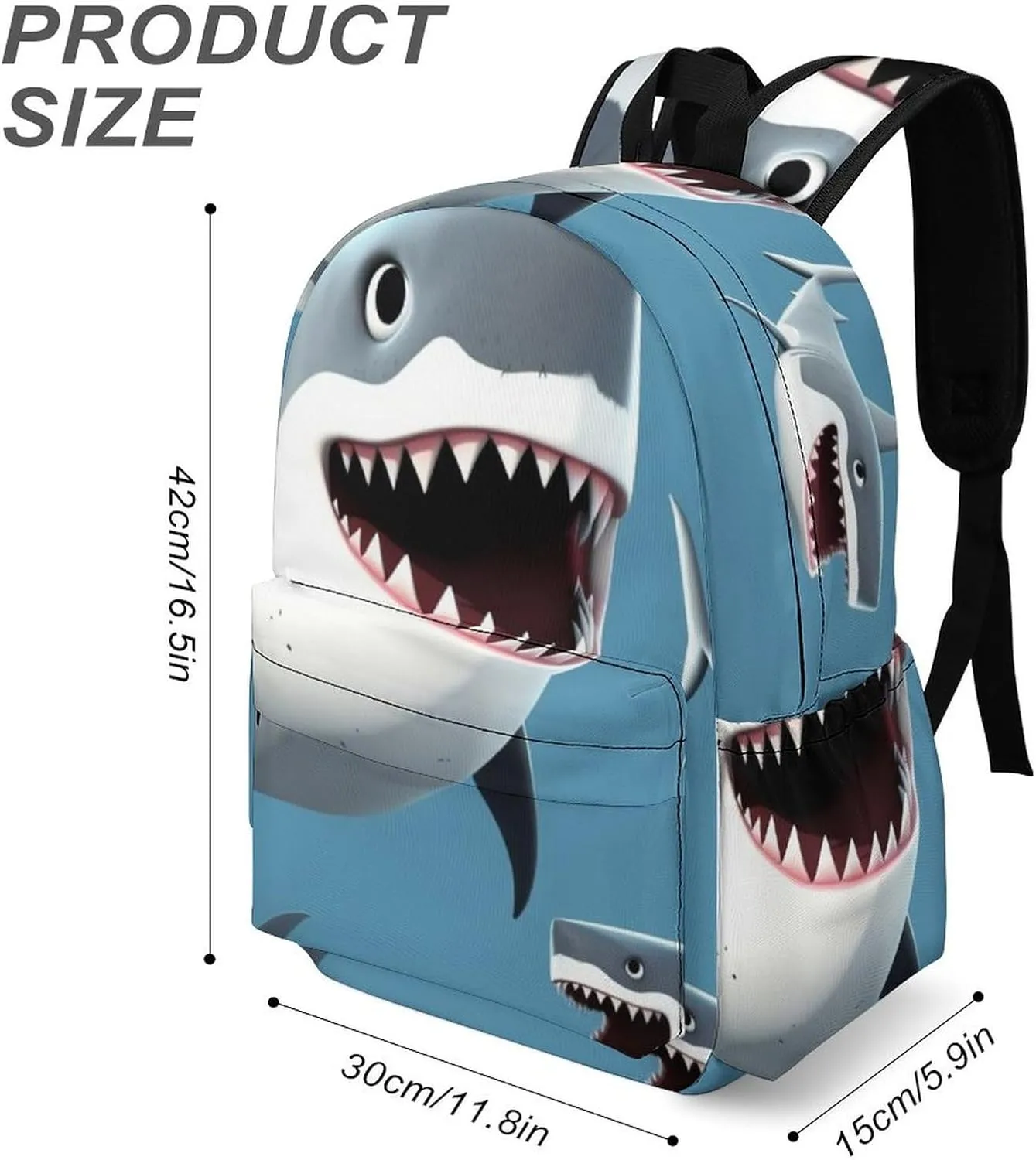 Fish Print Laptop Backpacks Casual Shoulder Bag Travel Daypack Fashion for Men Women