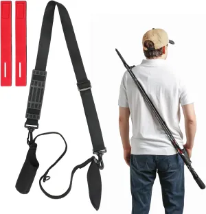Fishing Rod Carrying Strap, Fish Fishing Rod Socks ，Durable Fishing Rod Carry, adjustable length fishing rod sling, portable fishing rod sling，Suitable for rods from 30-55 inches, black