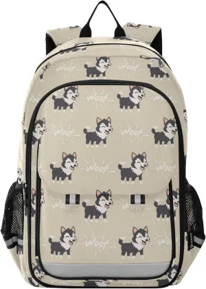 Fisyme Black Siberian Husky Dog School Backpack Laptop Backpack Bags Bookbag Travel Casual Computer Notebooks Daypack