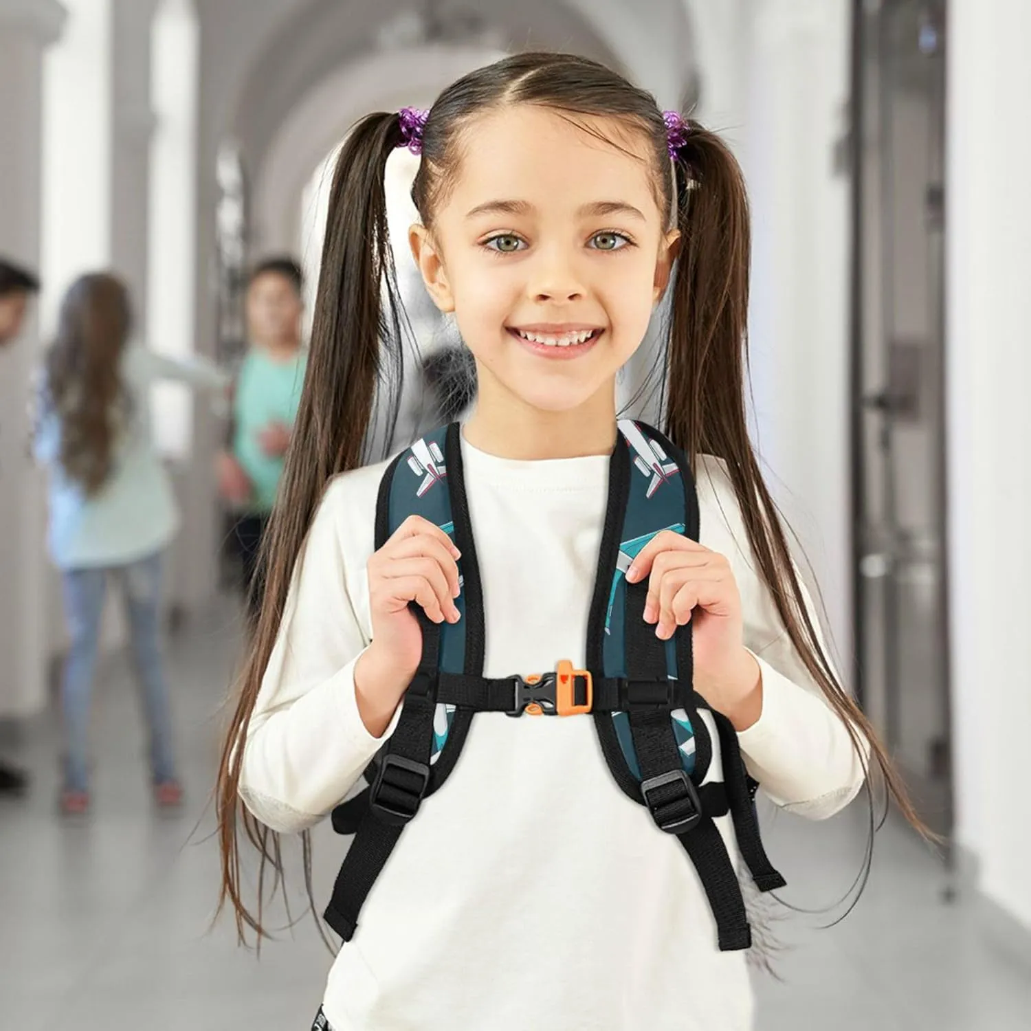 Fisyme Cartoon Airplanes Plane Toddler Backpack School Bag Kids Daypack for Kindergarten Preschool Nursery Girls Boys, M