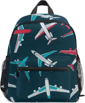 Fisyme Cartoon Airplanes Plane Toddler Backpack School Bag Kids Daypack for Kindergarten Preschool Nursery Girls Boys, M