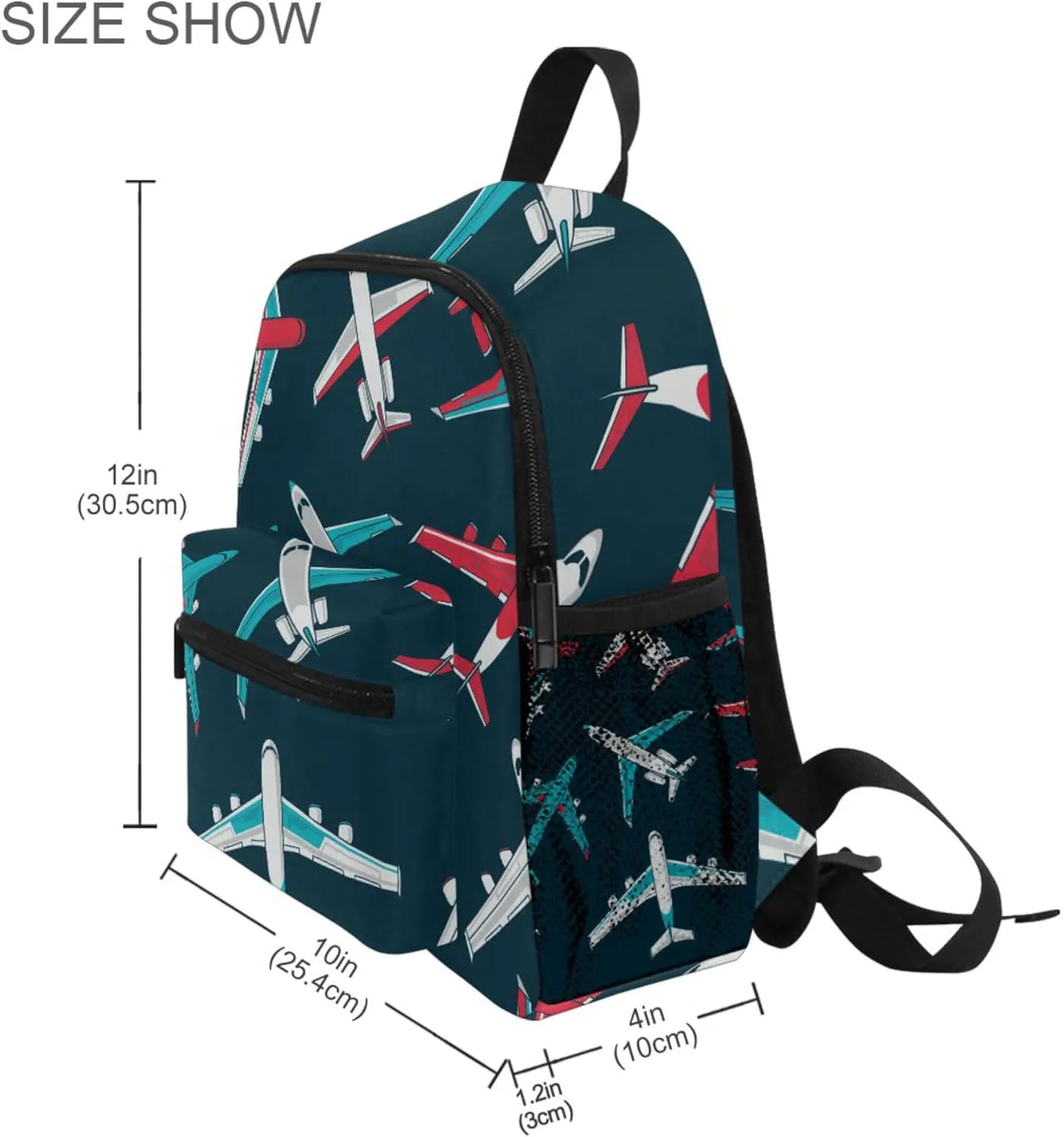 Fisyme Cartoon Airplanes Plane Toddler Backpack School Bag Kids Daypack for Kindergarten Preschool Nursery Girls Boys, M