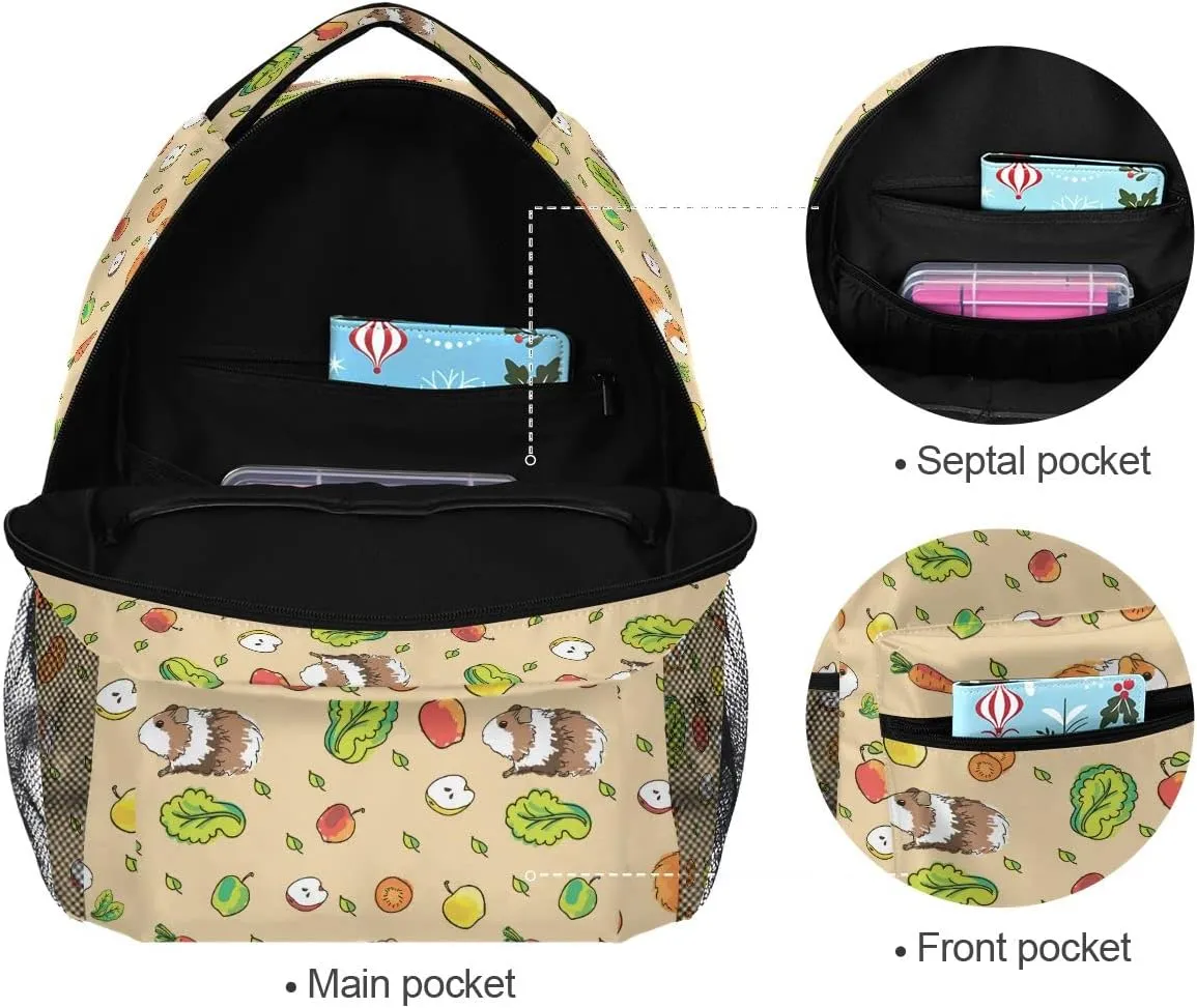 Fisyme Fruit Guinea Pigs Backpack Laptop Bag Daypack Travel Hiking School Backpacks for Men Women Kids Girls Boys