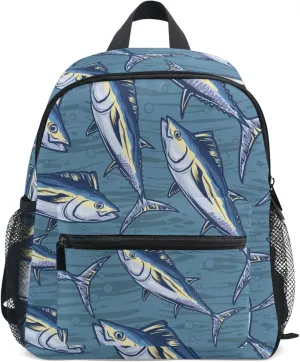 Fisyme Marine Tuna Fish Toddler Backpack School Bag Kids Daypacks for Kindergarten Preschool Nursery Girls Boys, M