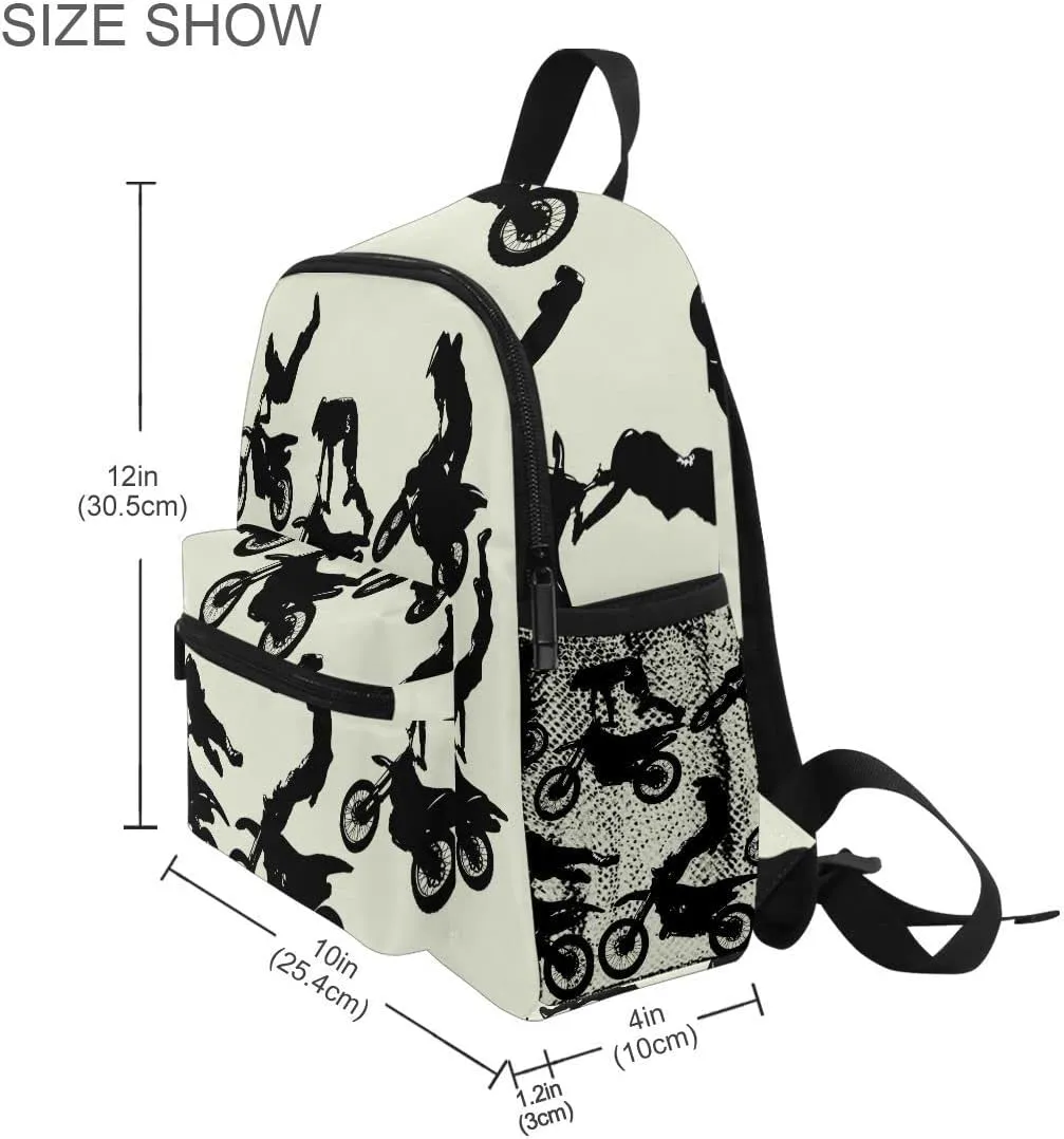 Fisyme Toddler Backpack Motocross School Bag Kids Backpacks for Kindergarten Preschool Nursery Girls Boys, S