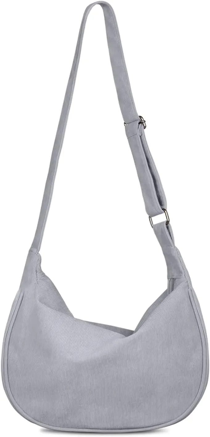 FITDON Corduroy Crescent Crossbody Bag for Women Men, Small Sling Hobos Dumpling Bag Crescent Purse