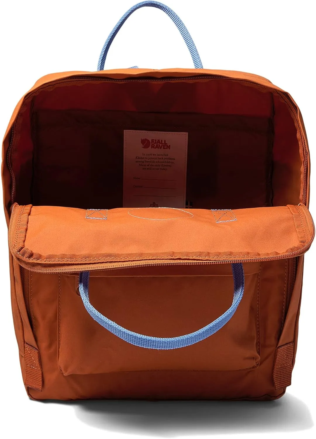 Fjällräven Kånken Backpack for Men, and Women - Lightweight Rugged Vinylon Fabric, Dual Top Handles with Snap Closure, and Classy Look Teracotta Brown/Ultramarine One Size One Size