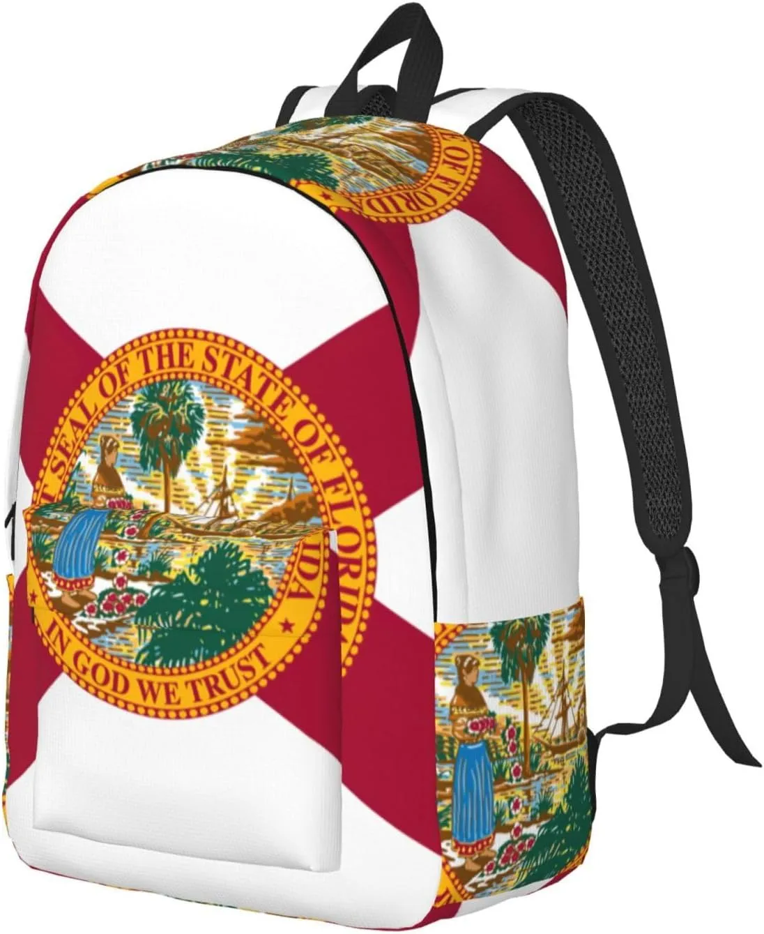 Flag Of Florida Print Vintage Canvas Backpack,Travel Bag,Stylish And Lightweight With Multiple Pockets