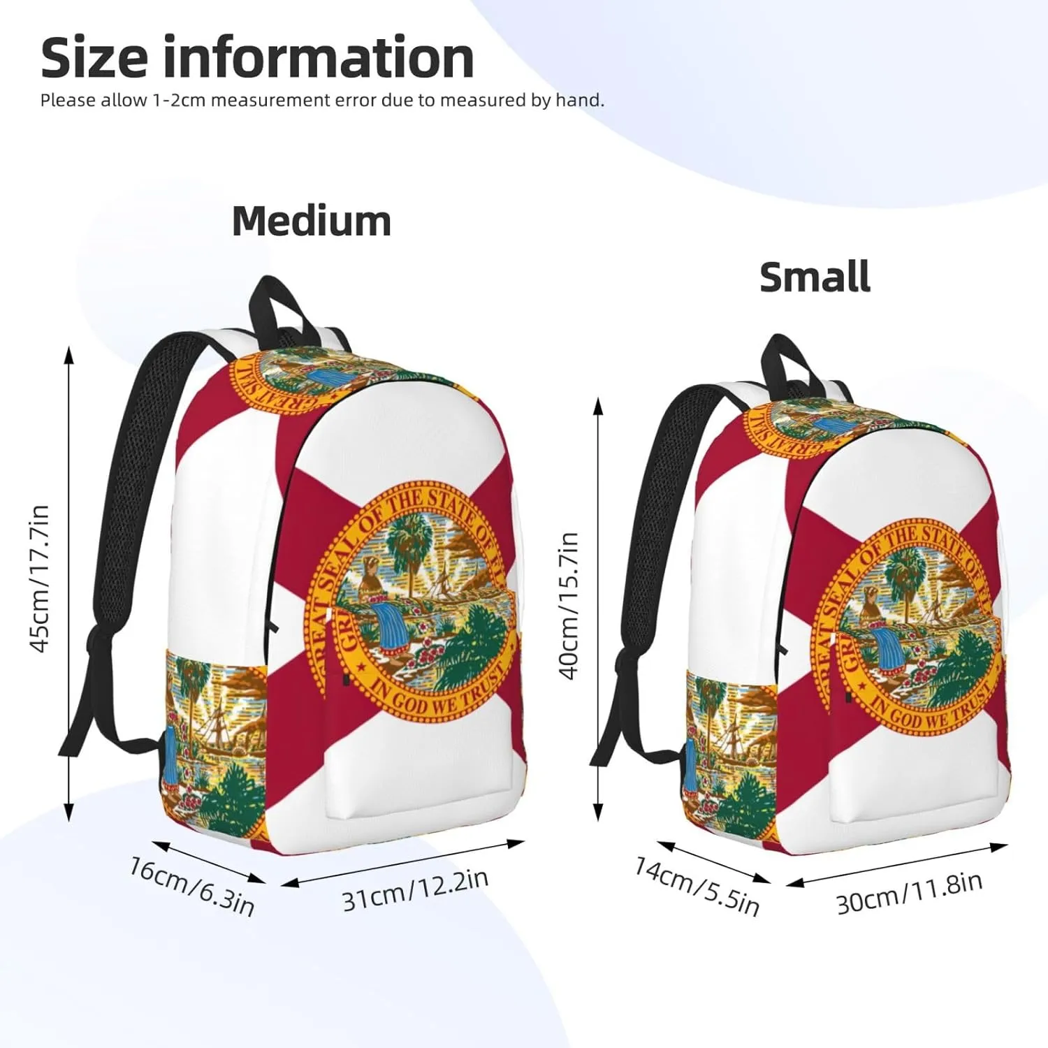 Flag Of Florida Print Vintage Canvas Backpack,Travel Bag,Stylish And Lightweight With Multiple Pockets