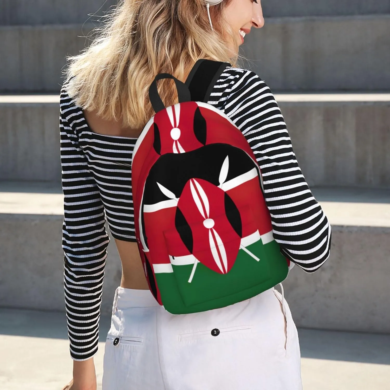 Flag Of Kenya Laptop Backpacks For Women Men Travel Backpack With Ruinforced Shoulder Straps For Work,Travel