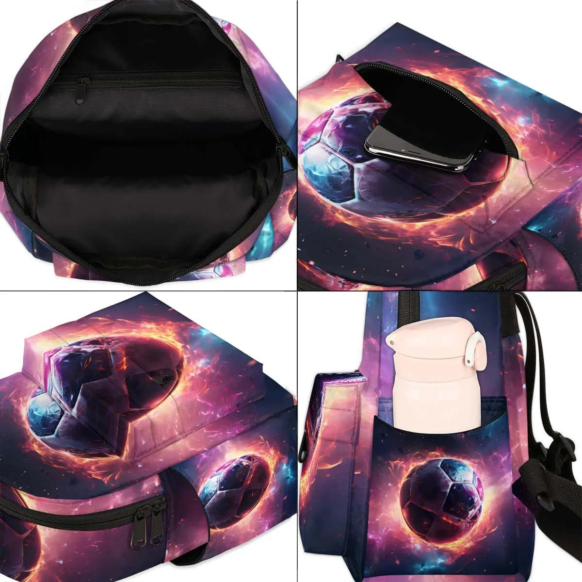 Flame Soccer Ball Mini Backpack Purse for Women Fashion Lightweight Small Backpacks Shoulder Bag for Travel Work Shopping