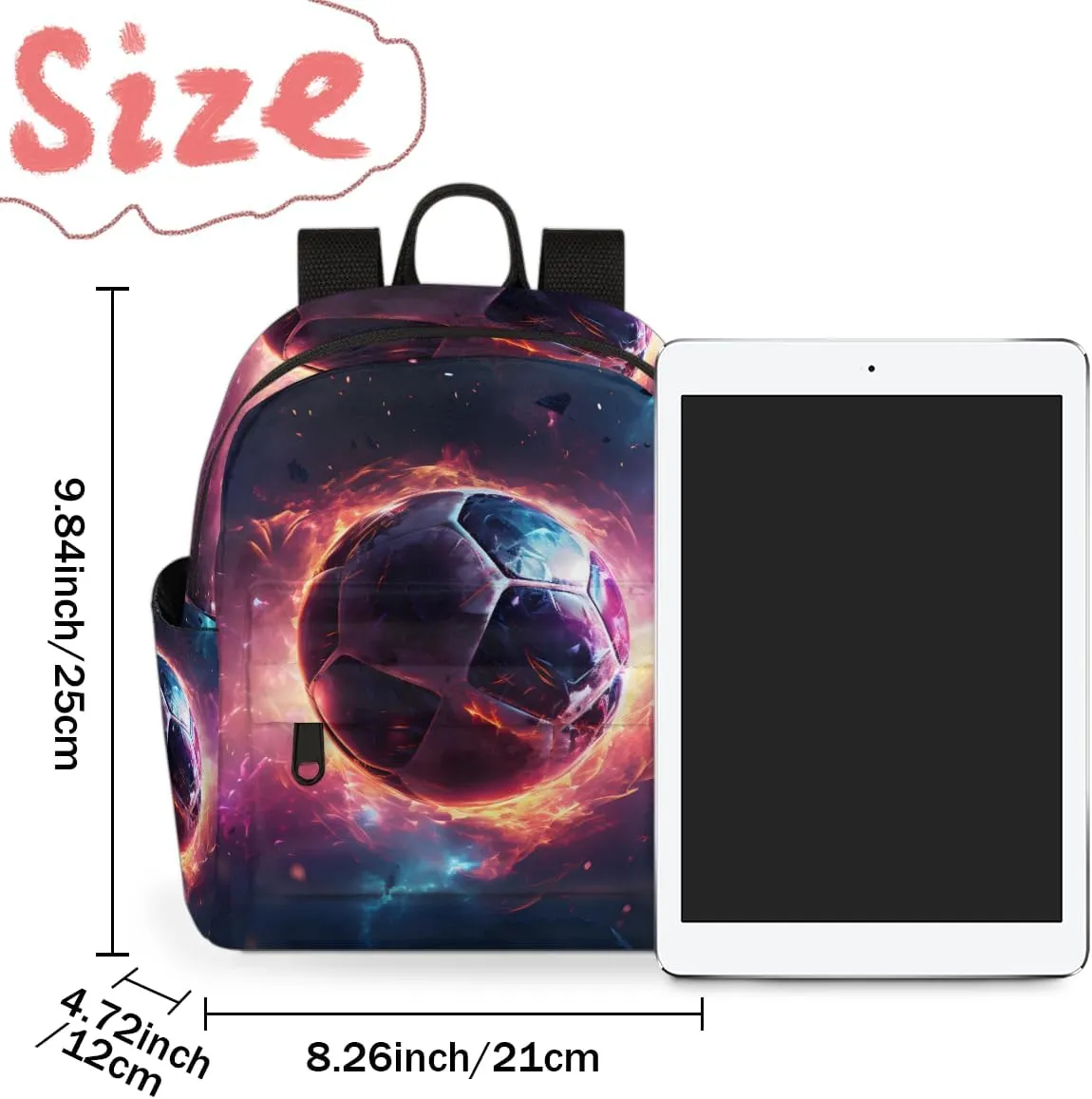 Flame Soccer Ball Mini Backpack Purse for Women Fashion Lightweight Small Backpacks Shoulder Bag for Travel Work Shopping
