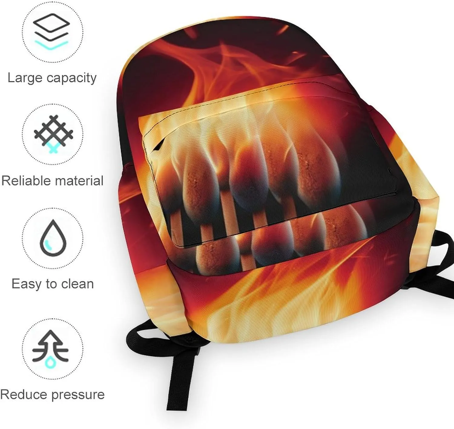 Flames Matches Print Laptop Backpacks Casual Shoulder Bag Travel Daypack Fashion for Men Women