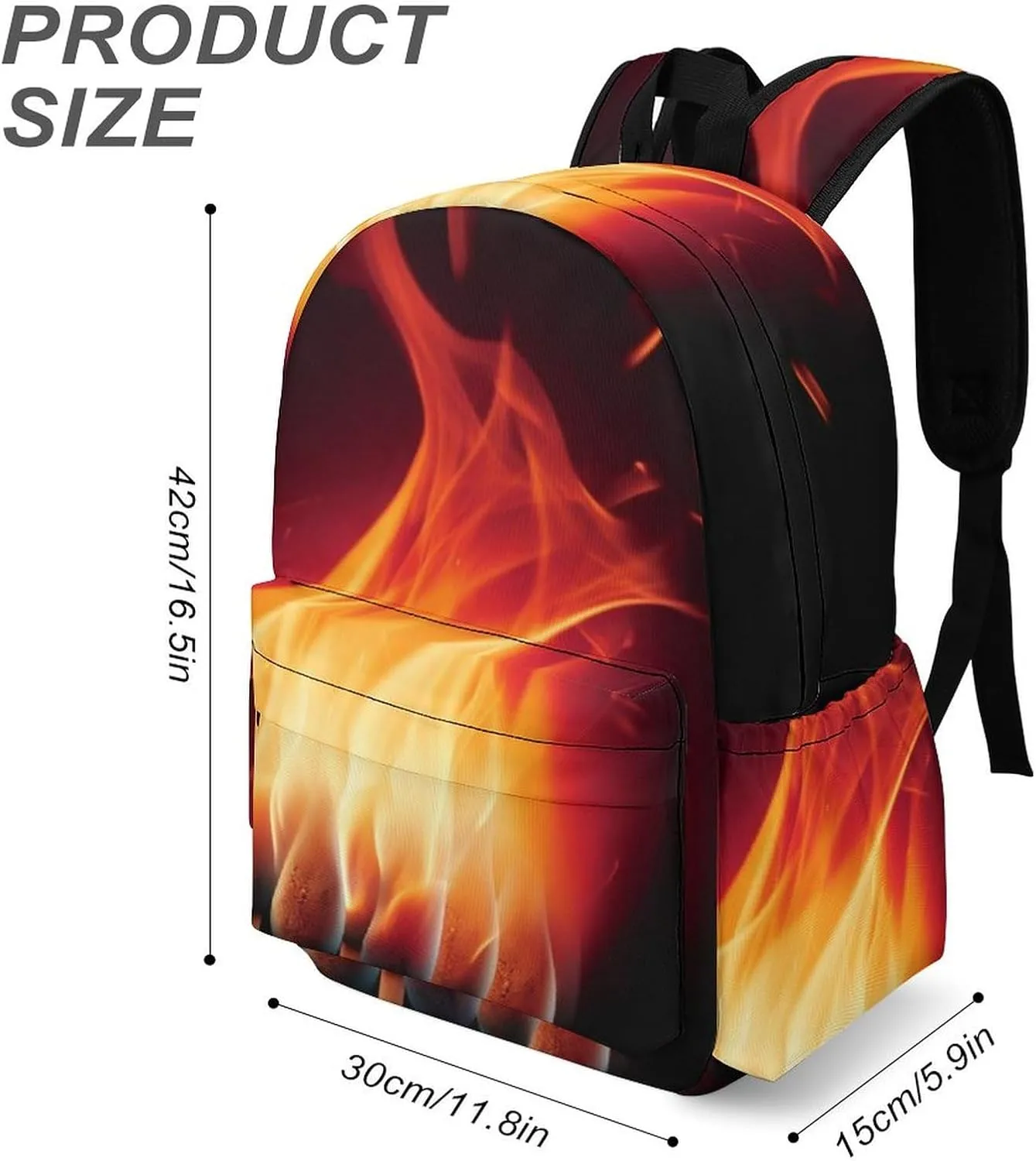 Flames Matches Print Laptop Backpacks Casual Shoulder Bag Travel Daypack Fashion for Men Women
