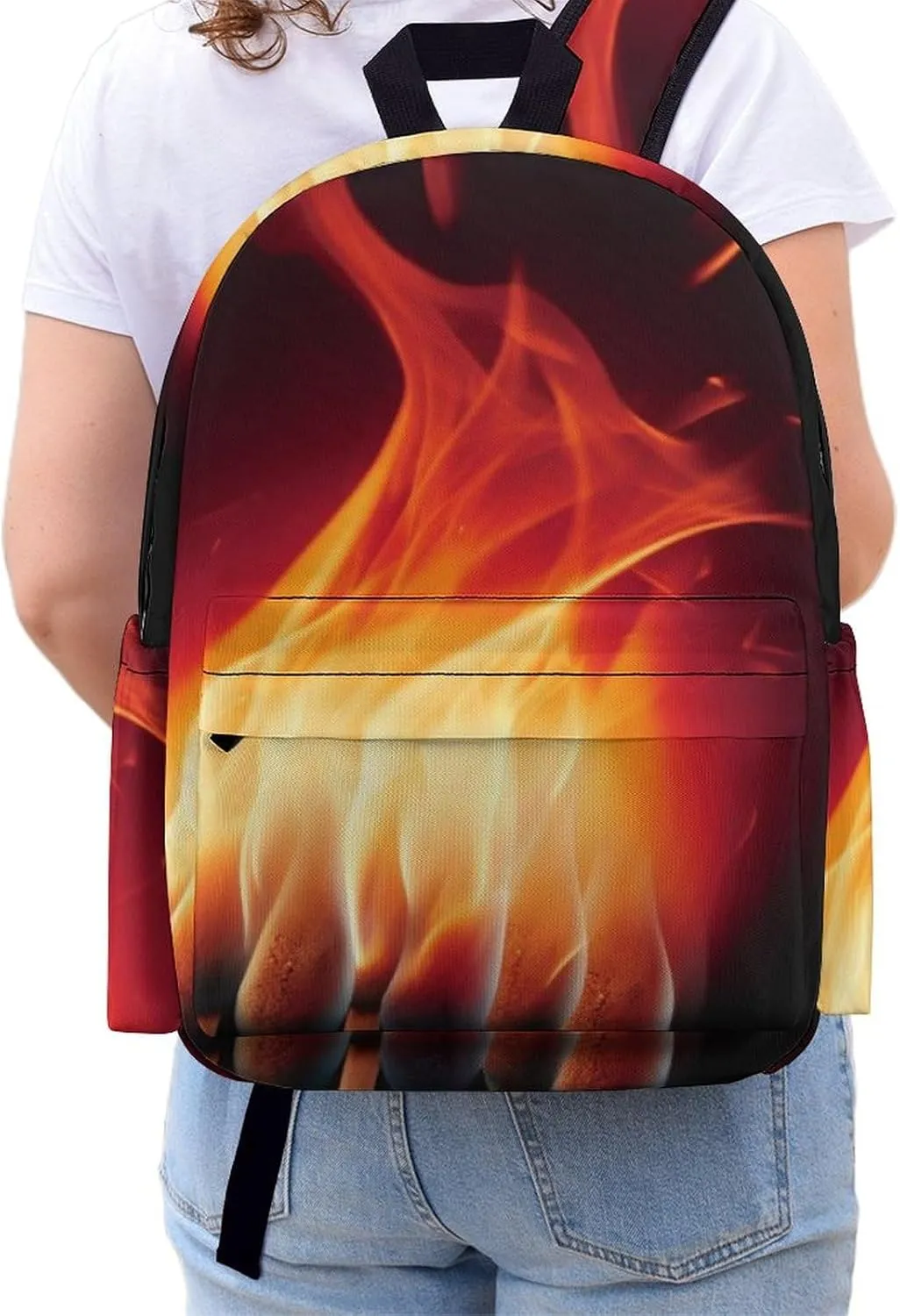 Flames Matches Print Laptop Backpacks Casual Shoulder Bag Travel Daypack Fashion for Men Women