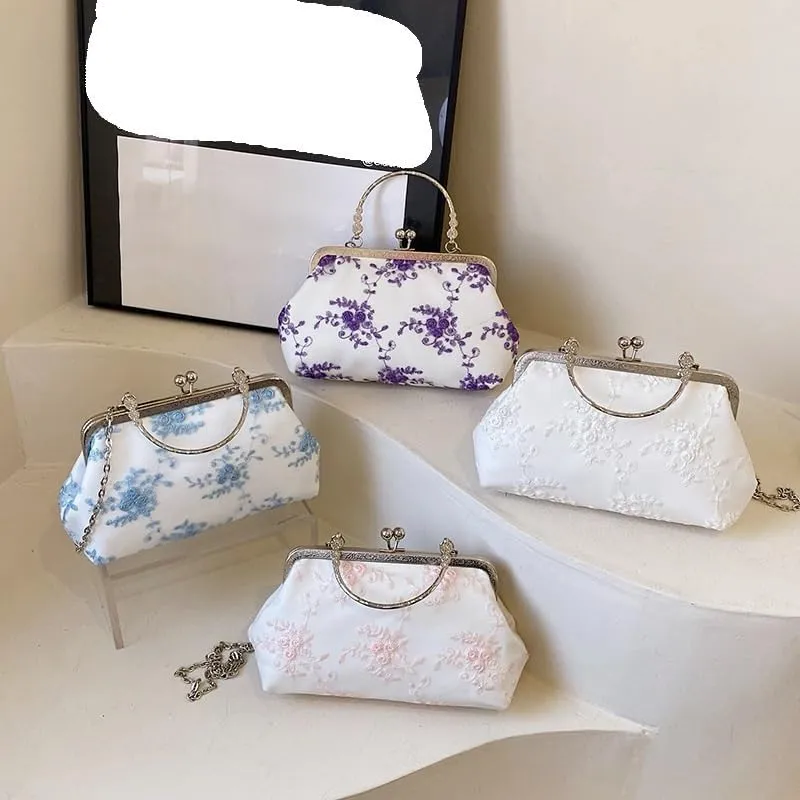 Flower Embroidery Cheongsam Crossbody Bag Chinese Style Lace Hanfu Ancient Design