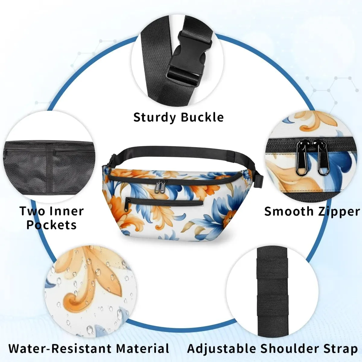 Flower Graffiti Sling Bag Crossbody Backpack Chest Daypack for Women Sport Travel Hiking Casual Bag Multipurpose Waist Pack With Zipper Closure Adjustable Strap Shoulder Bag