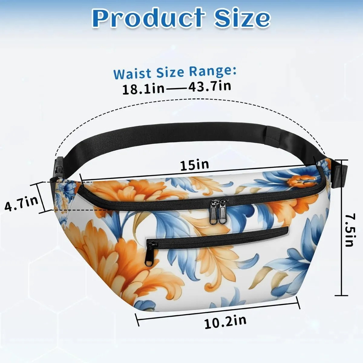 Flower Graffiti Sling Bag Crossbody Backpack Chest Daypack for Women Sport Travel Hiking Casual Bag Multipurpose Waist Pack With Zipper Closure Adjustable Strap Shoulder Bag