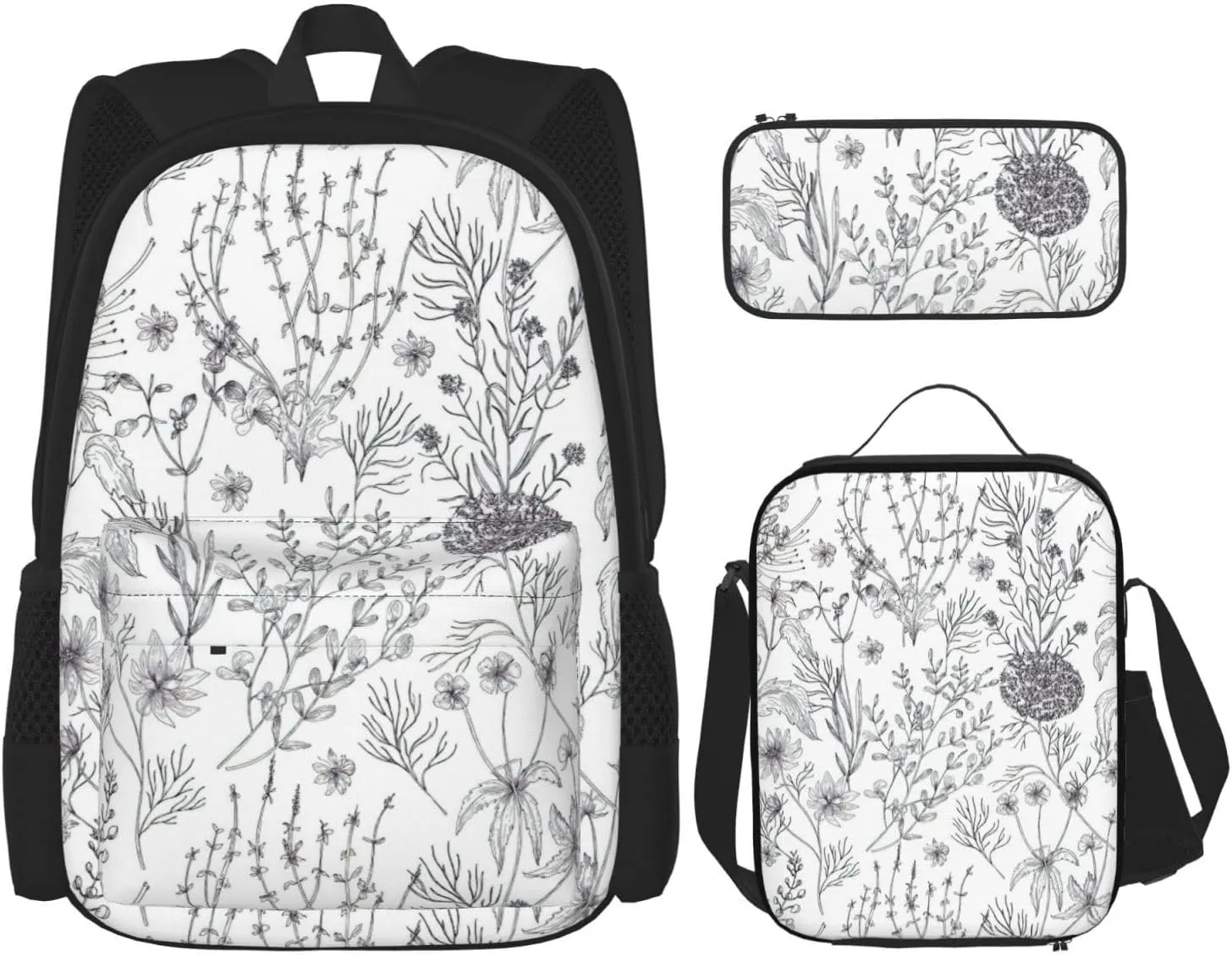 Flowering Herbs And Herbaceous Plants Print Comfortable Adjustable Shoulder Casual Fashion Backpack Lunch Bag Pencil Case